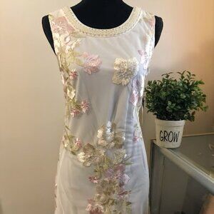 Beaded Organza Trapeze Dress